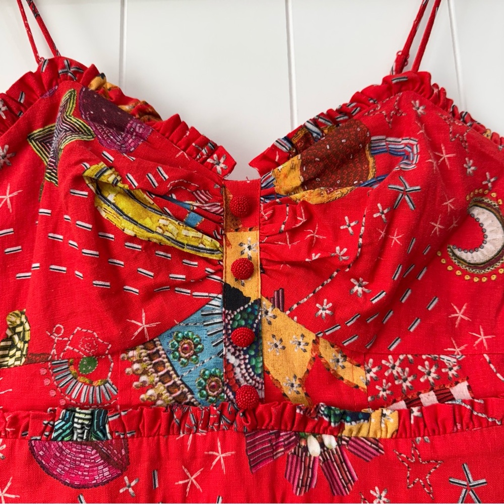 FARM Rio Red Spaghetti Strap Printed Jumpsuit - Picture 3 of 16